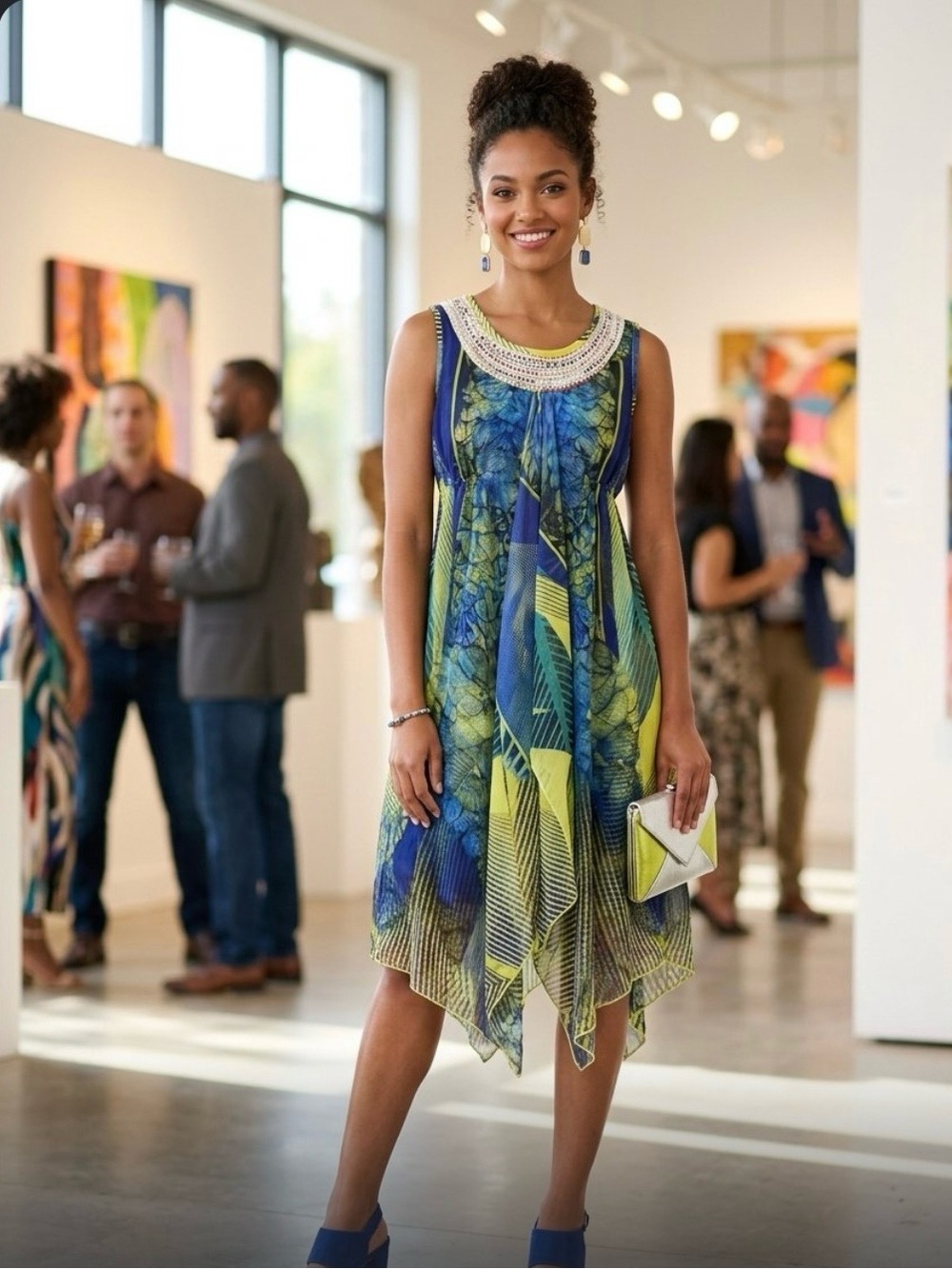 One World feather print dress